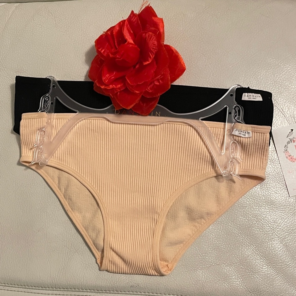 Danskin Ribbed Bikini Underwear  - Beige & Black